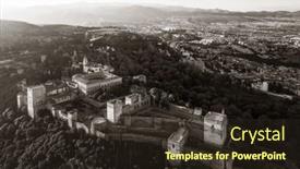  Presentation with granada - Slide set with alhambra-aerial-view-with-historical background and a tawny brown colored foreground