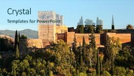  Presentation with granada - Slides consisting of alhambra at sunset granada spain background and a sky blue colored foreground