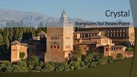  Presentation with granada - Audience pleasing theme consisting of alhambra at sunset granada spain backdrop and a light blue colored foreground