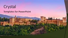  Presentation with granada - Slide deck with alhambra fortress sunset in granada background and a lemonade colored foreground