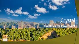  Presentation with granada - Presentation theme featuring alhambra-palace-at-sunny-day background and a teal colored foreground