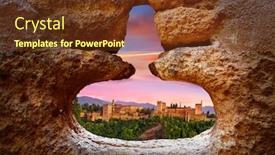  Presentation with granada - PPT theme having alhambra window of granada photo illustration background and a tawny brown colored foreground