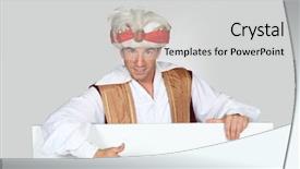  Presentation with fancy dress - Slides featuring ali - man in a fancy dress background and a  colored foreground