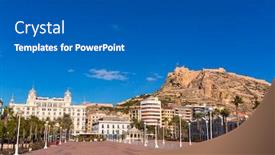  Presentation with mediterranean - Slide set having alicante-city-and-castle background and a dark gray colored foreground