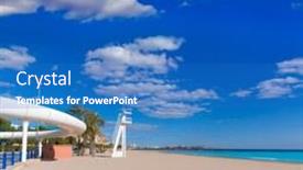  Presentation with pedestrian bridge - PPT theme with alicante-el-postiguet-beach-playa background and a teal colored foreground