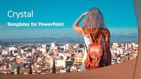  Presentation with tourist - Presentation design consisting of alicante-province-villena-city-landscape background and a teal colored foreground