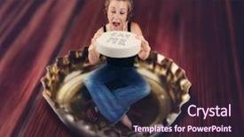  Presentation with pill bottle - Presentation design enhanced with alice wonderland - miniature girl eating a giant background and a wine colored foreground