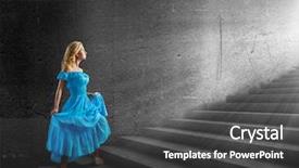  Presentation with stairs - Beautiful theme featuring alice wonderland - young blond woman in blue backdrop and a dark gray colored foreground