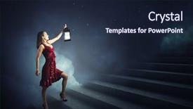  Presentation with walking - Slides having alice wonderland - young girl in red dress background and a wine colored foreground