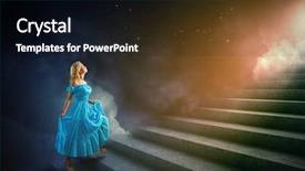  Presentation with walking - Audience pleasing presentation consisting of alice wonderland - young woman in blue dress backdrop and a black colored foreground