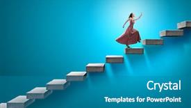  Presentation with walking - Cool new theme with alice wonderland - young woman in evening long backdrop and a gray colored foreground