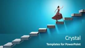  Presentation with walking - Audience pleasing PPT theme consisting of alice wonderland - young woman in evening long backdrop and a ocean colored foreground