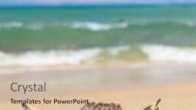  Presentation with alien - Presentation design featuring alien creature on the shore background and a soft green colored foreground