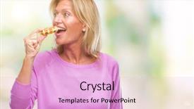  Presentation with face expression recognition - Presentation theme having alimente - middle age blonde woman eating background and a lavender colored foreground