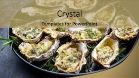  Presentation with oyster - PPT theme with alive - barbecue overbaked fresh opened oyster background and a coral colored foreground