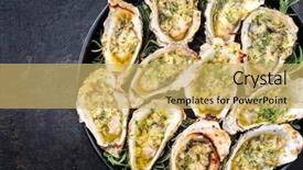  Presentation with alive - PPT theme with alive - barbecue overbaked fresh opened oyster background and a yellow colored foreground