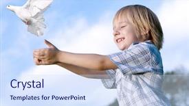  Presentation with alive - Slides with alive - little boy releasing a white background and a sky blue colored foreground
