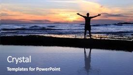  Presentation with alive - Colorful PPT theme enhanced with alive - silhouette of a man backdrop and a ocean colored foreground