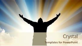  Presentation with sunshine - PPT theme featuring alive - silhouette of man and sunshine background and a cream colored foreground