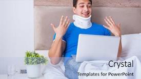  Presentation with sharps injury - Audience pleasing presentation theme consisting of alive - young man with neck injury backdrop and a light blue colored foreground