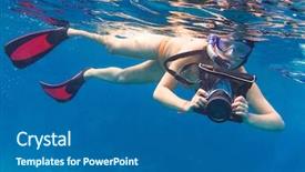  Presentation with alive - Amazing PPT theme having alive - young women snorkeling backdrop and a ocean colored foreground