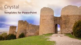  Presentation with spain - PPT theme with aljaferia-palace-castle-in-zaragoza background and a lemonade colored foreground