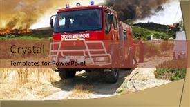  Presentation with firefighters - Presentation featuring manufacturing - machine for cutting steel worked background and a dark gray colored foreground