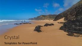  Presentation with sand ocean - Theme with aljezur-portugal-13-april-2022 background and a coral colored foreground