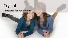  Presentation with teen - Cool new PPT theme with all american - pretty teen sisters backdrop and a  colored foreground