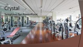  Presentation with gym - Colorful presentation design enhanced with all kinds of fitness apparatus backdrop and a light gray colored foreground