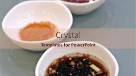  Presentation with sauces - Presentation theme featuring all-kinds-of-sauces background and a coral colored foreground