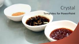  Presentation with sauces - Slides having all-kinds-of-sauces background and a light gray colored foreground