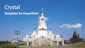  Presentation with church - Amazing PPT theme having all saints church in minsk backdrop and a teal colored foreground