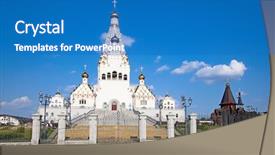  Presentation with church - Cool new PPT theme with all saints church in minsk backdrop and a teal colored foreground