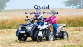  Presentation with atv - Presentation design consisting of all sports - couple driving off-road with quad background and a sky blue colored foreground