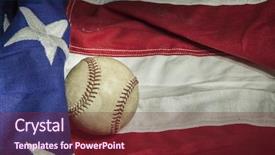  Presentation with baseball little league - Colorful presentation theme enhanced with all sports - major league baseball with american backdrop and a tawny brown colored foreground