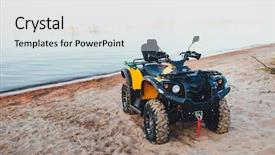  Presentation with atv - Colorful slide deck enhanced with all sports - quad bike atv lake background backdrop and a white colored foreground