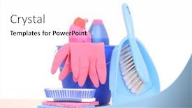  Presentation with clean house - PPT theme consisting of all-you-need-to-clean background and a cool aqua colored foreground
