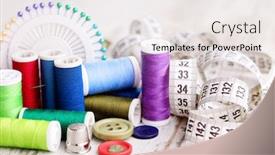  Presentation with sewing tools - Beautiful presentation featuring all you need to have fun - sewing tools backdrop and a sky blue colored foreground
