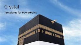  Presentation with kaaba mecca - Slide deck with allah - kaaba in mecca with sky background and a light blue colored foreground