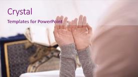  Presentation with woman muslim - Theme consisting of allah - young muslim woman praying indoors background and a sky blue colored foreground