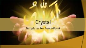  Presentation with divine - Theme enhanced with allah word arabic calligraphy background and a yellow colored foreground