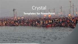  Presentation with kumbh - Colorful presentation theme enhanced with allahabad-india-february-10-2013 backdrop and a gray colored foreground