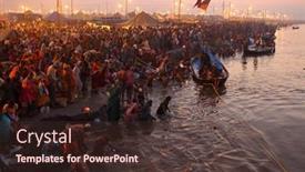  Presentation with kumbh - Audience pleasing theme consisting of allahabad-india-february-10-2013 backdrop and a tawny brown colored foreground