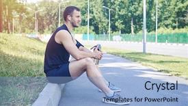  Presentation with greeiting show man - Cool new PPT layouts with allday - mid shot a serious man backdrop and a light blue colored foreground