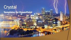  Presentation with pittsburgh - Slides enhanced with allegheny - lightning among skyscrapers in downtown background and a ocean colored foreground