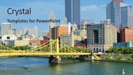  Presentation with pittsburgh - Colorful theme enhanced with allegheny - roberto clemente bridge and skyscrapers backdrop and a light blue colored foreground