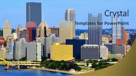  Presentation with pittsburgh - Slides with column of building in olympia background and a light blue colored foreground