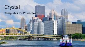  Presentation with pittsburgh - Colorful theme enhanced with allegheny - skyscrapers in downtown backdrop and a light blue colored foreground