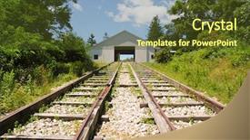 Presentation with tracks - Slide deck consisting of allegheny portage railroad house background and a tawny brown colored foreground